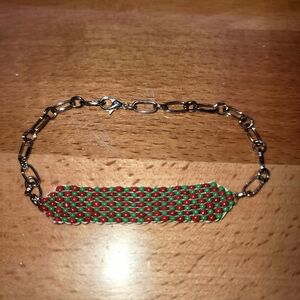 Elegant Green and Red Beaded Bracelet